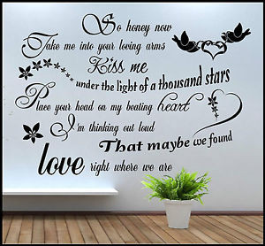 ... -ART-STICKERS-DECALS-QUOTES-MUSIC-SONG-ED-SHEERAN-THINKING-OUT-LOUD