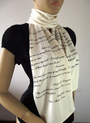 JANE AUSTEN Book Quotes Scarf Pride and Prejudice and more Quotes