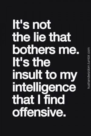 Don't insult my intelligence by lying...