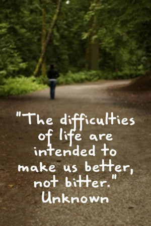 The difficulties of life are intended to make us better not bitter