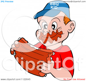 Boy Eating Messy Bbq Ribs - Royalty Free Vector Clipart by LaffToon ...