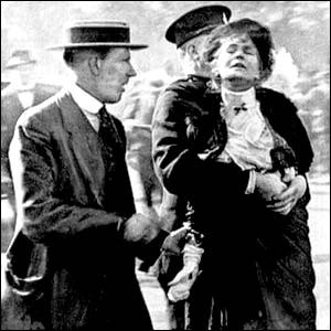 An image of Emmeline Pankhurst being arrested)