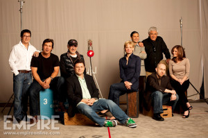 Cast & Crew Today:(l-r) Jonathan Quan, Josh Brolin, Steven Spielberg ...