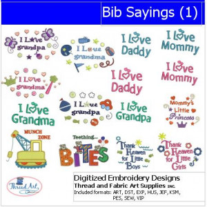 Machine Embroidery Baby Bib Sayings