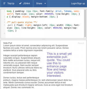 Pull-Quote floating to the right JSFiddle