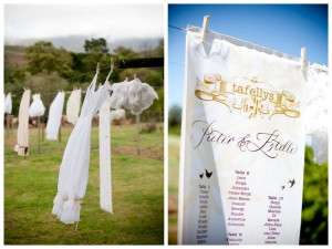 Plans de tables :clothes line display with vintage garments