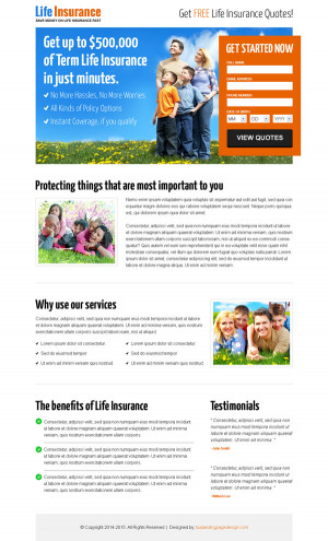 FREE life insurance quote service lead capture landing page design ...