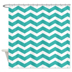 Teal Chevron Shower Curtain