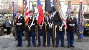 The Vilseck High School Junior ROTC color guard lines up at the ...