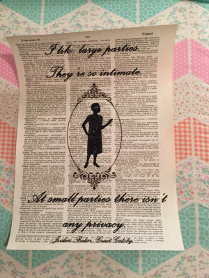 . Jordan Baker. great gatsby quote. old dictionary print. gatsby ...