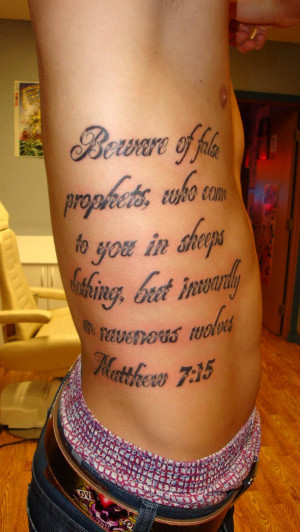 Beware of False Prophets Bible Verse Tattoo