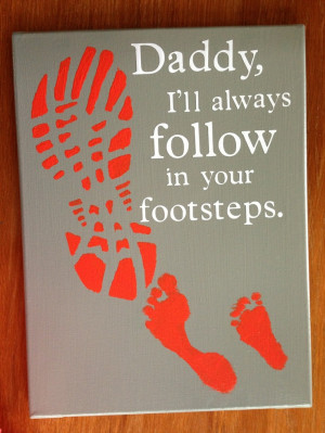 painted, then a shoe print and kids footprints, with a vinyl quote ...
