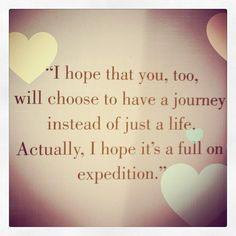 hope that you, too, will choose to have a journey instead of just a ...