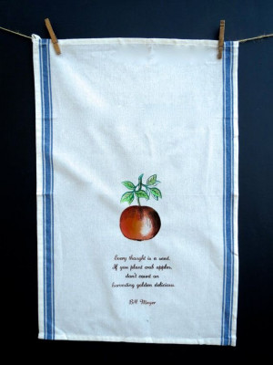 Apple Seed Quote on Vintage Style Dish Towel 100 Heavy by MBTC, $15.00