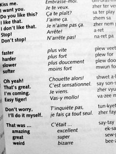 My 7th grade French class never gave me this vocabulary lesson... More
