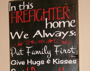 Firefighter House Rules, Firefighter Decor, Distressed Wall Decor ...