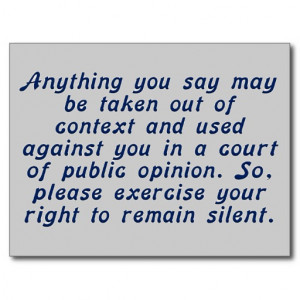 Exercise your judgment and keep your mouth shut postcard