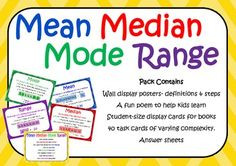 FREEBIE! Mean Median Mode & Range Task Cards, Poem & Refer More