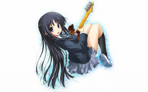 ... guitars akiyama mio simple background anime girls knee socks Wallpaper