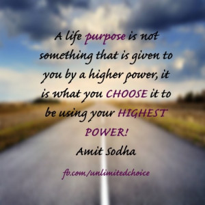 Your purpose in life is not something giving to you by a higher power ...