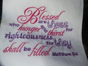 Bible Verse Linen Embroidered Kitchen Tea Towel