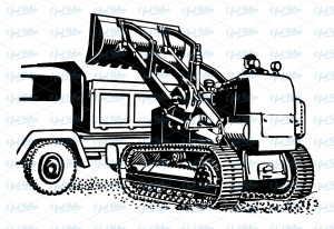 Excavator with truck