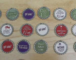 Wine Sayings / Theme Bottle Cap Ma gnets, Set of 5 ...