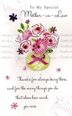 ... Birthday Greeting Cards. Happy Birthday Mother In Law Flowers In Vase