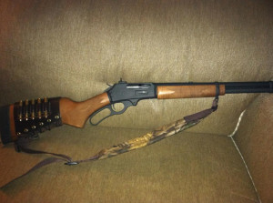 Marlin 336Y. Parkerized, and recoil pad added with XS sights.