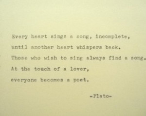 PLATO Love Poem Plato Hand Typed Ty pewriter Quote Typed with Vintage ...