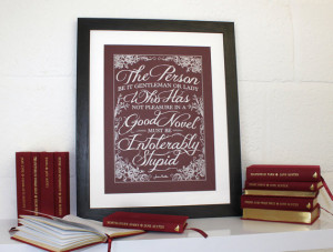 Enjoy a good book - Jane Austen Quote - Pen drawn poster