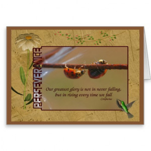 Ladybugs Perseverance Quote Inspirational Card