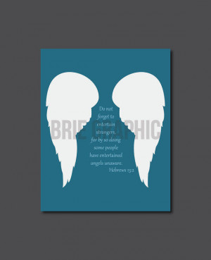 Angel Wings, Bible Quote 8 x 10