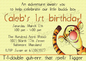 ... Custom Tigger Birthday invitation: Printable, birthday, baby shower