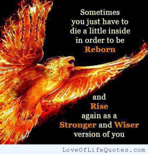 Sometimes you have to die to be reborn - http://www.loveoflifequotes ...