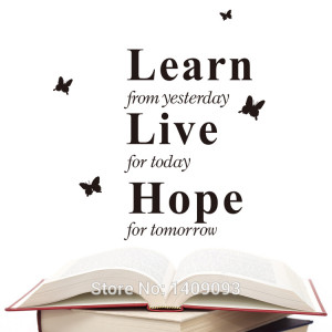 Quotes Learn Live Hope Butterfly Pattern Vinyl Wall Quotes ...