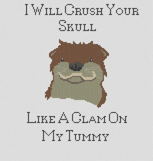 cute belly skull crush otter cross stitch clam