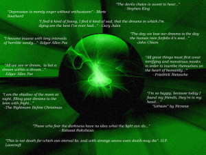 Dark quotes on Emerald BG by DarknessArts