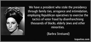 ... fraud by disenfranchising thousands of blacks, elderly Jews and other