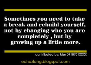 Sometime you need to take a break and rebuild yourself.