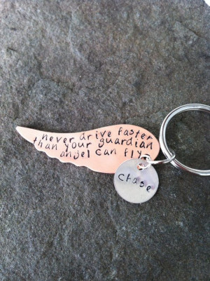 Angel wing personalized new driver keychain with name and quote mixed ...