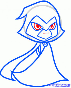 how to draw raven from teen titans go step 6