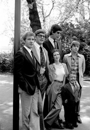 ... Chewbacca); (bottom) Carrie Fisher (Princess Leia); KennyBaker (R2-D2