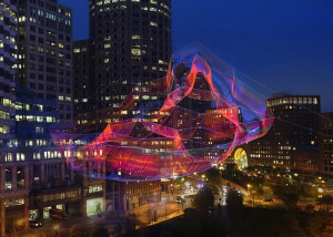 Monumental Sculpture of Colorful Twine Netting Suspended Above ...