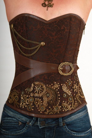 Corset Steampunk Brocart Cuir quot Tr sor quot
