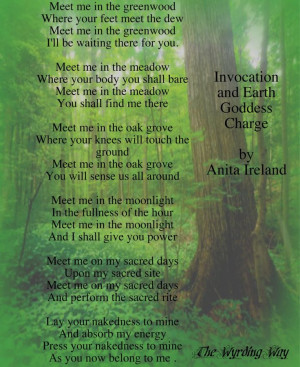 Invocation and Earth Goddess Charge by Anita Ireland - Meet me in the ...