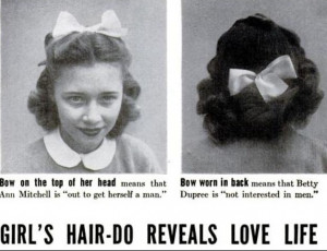 ... bows teens hair styles 1940s mid century Teen Girls fads hair bows