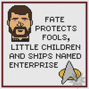 Star Trek:The Next Generation Riker quote counted cross stitch sampler ...
