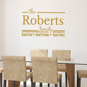 ... Family Name Wall Quote Decal- Good Food, Good Friends, Good Times