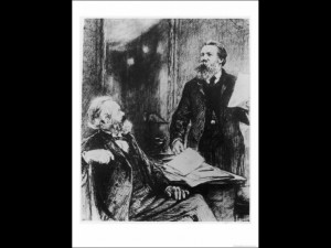 Karl Marx German Political Theorist Working on Das Kapital with Engels